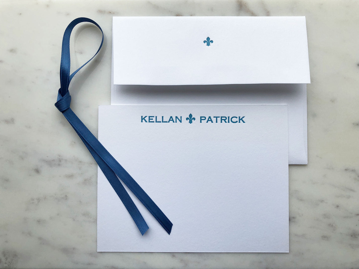 BESPOKE LETTERPRESS STATIONERY | Handsome Copperplate Fleur De Lis