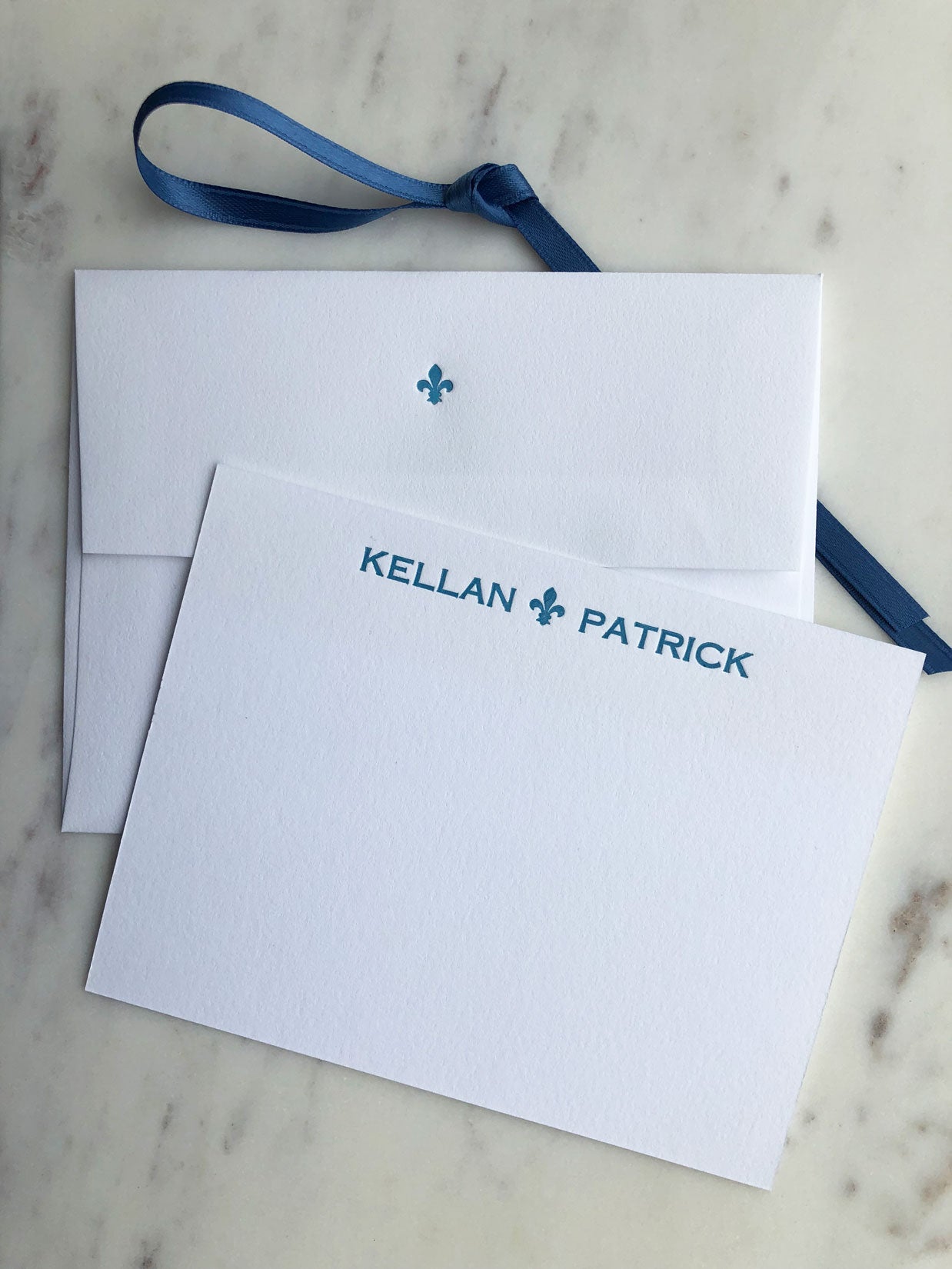 BESPOKE LETTERPRESS STATIONERY | Handsome Copperplate Fleur De Lis