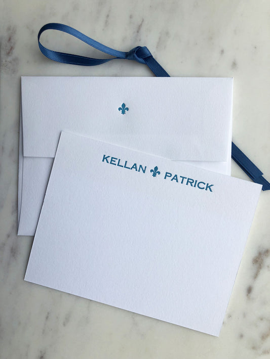 BESPOKE LETTERPRESS STATIONERY | Handsome Copperplate Fleur De Lis
