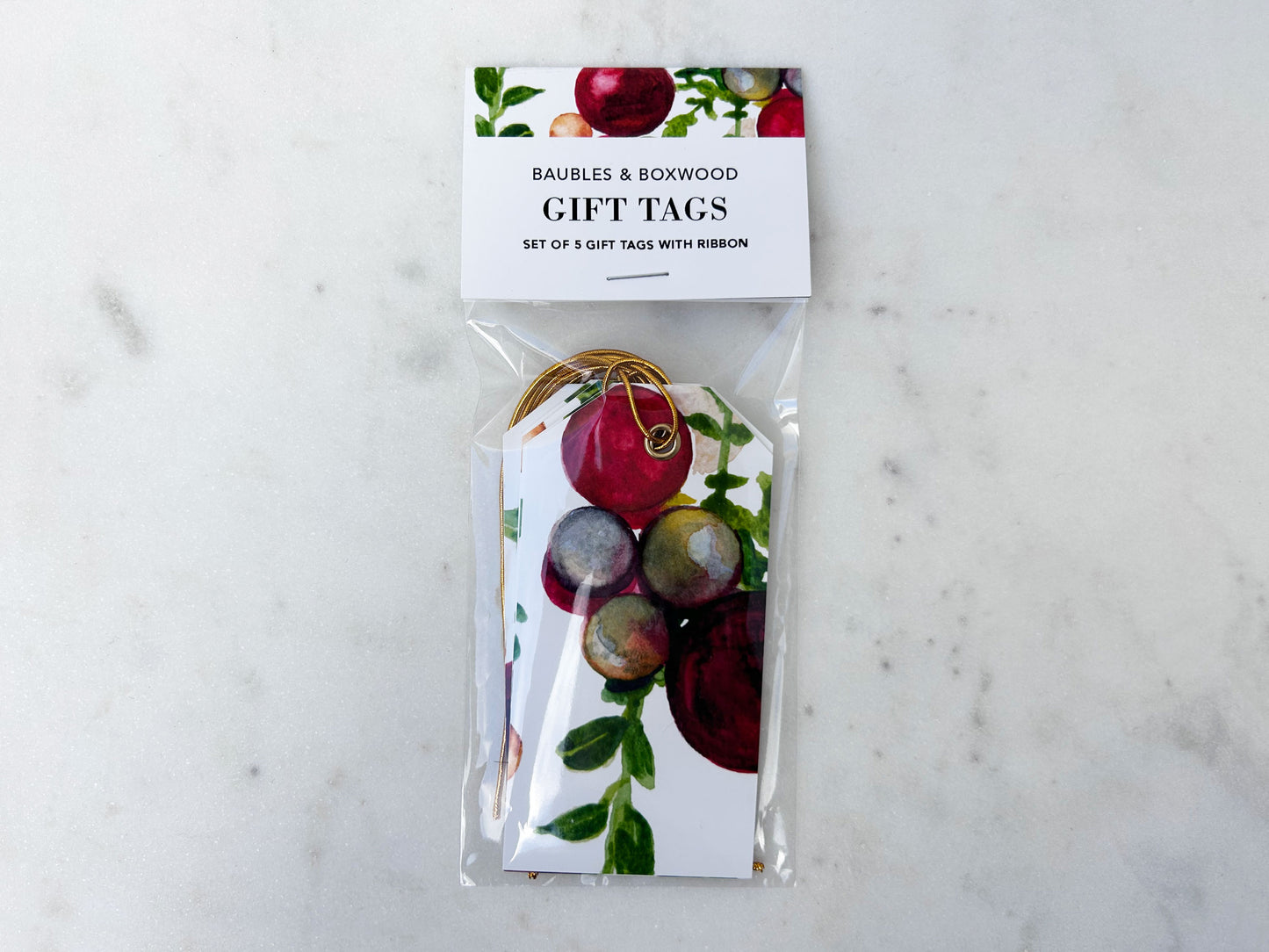 GIFT TAGS in Baubles + Boxwood