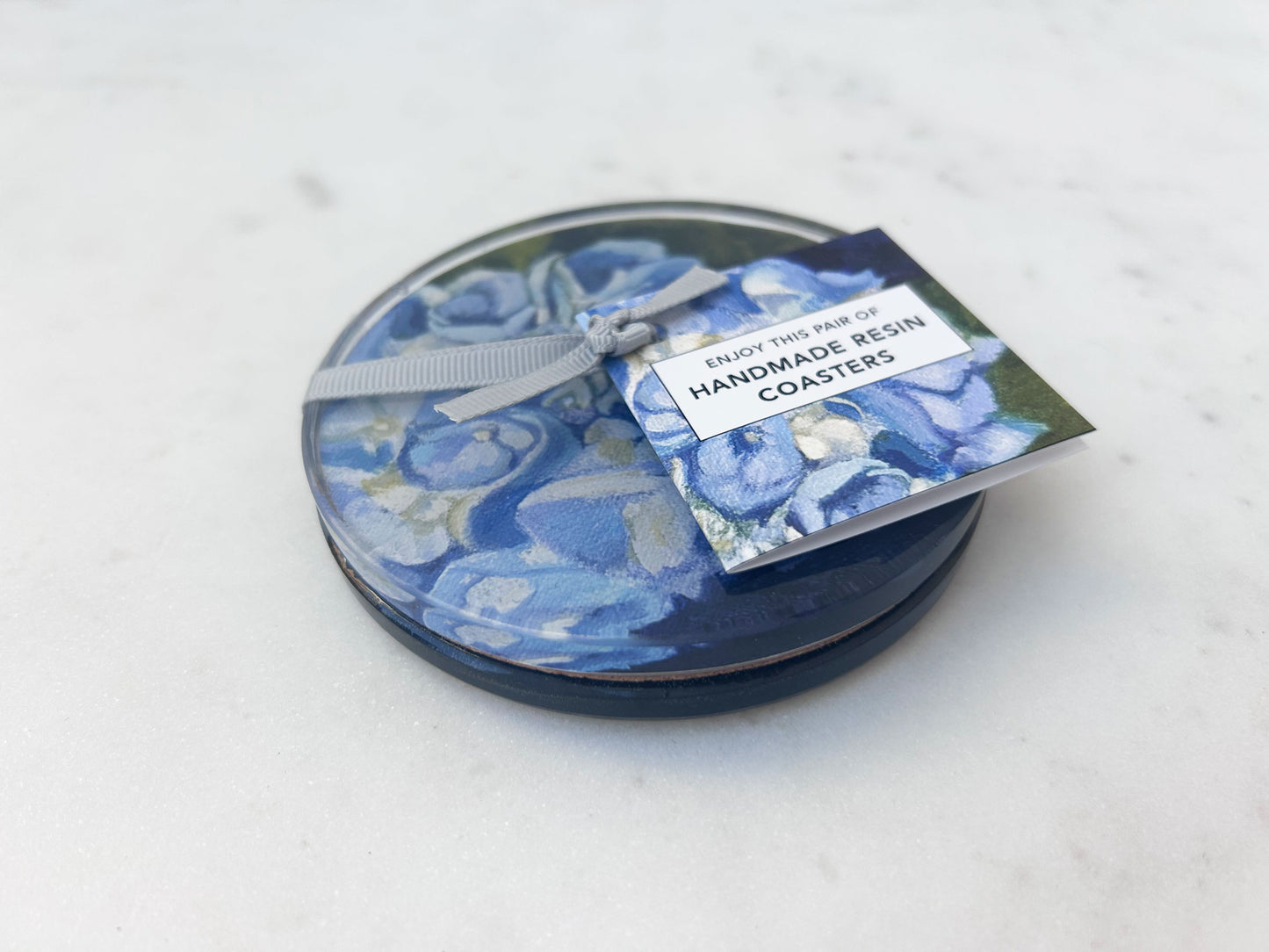 PAIR OF COASTERS in Blue Hydrangea