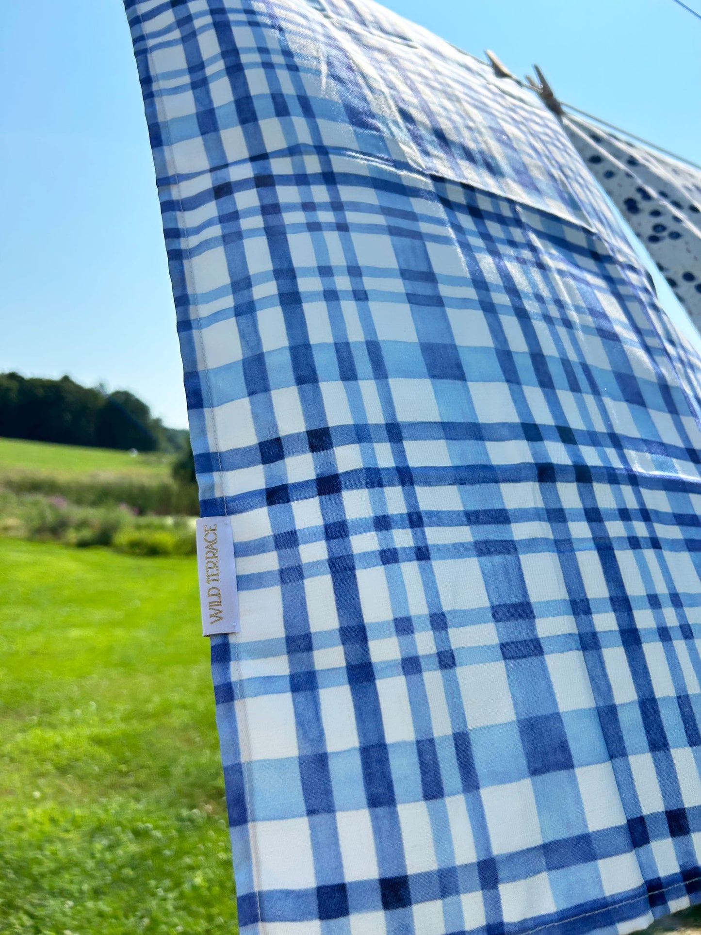 TWILL TEA TOWEL in Blue Watercolor Plaid