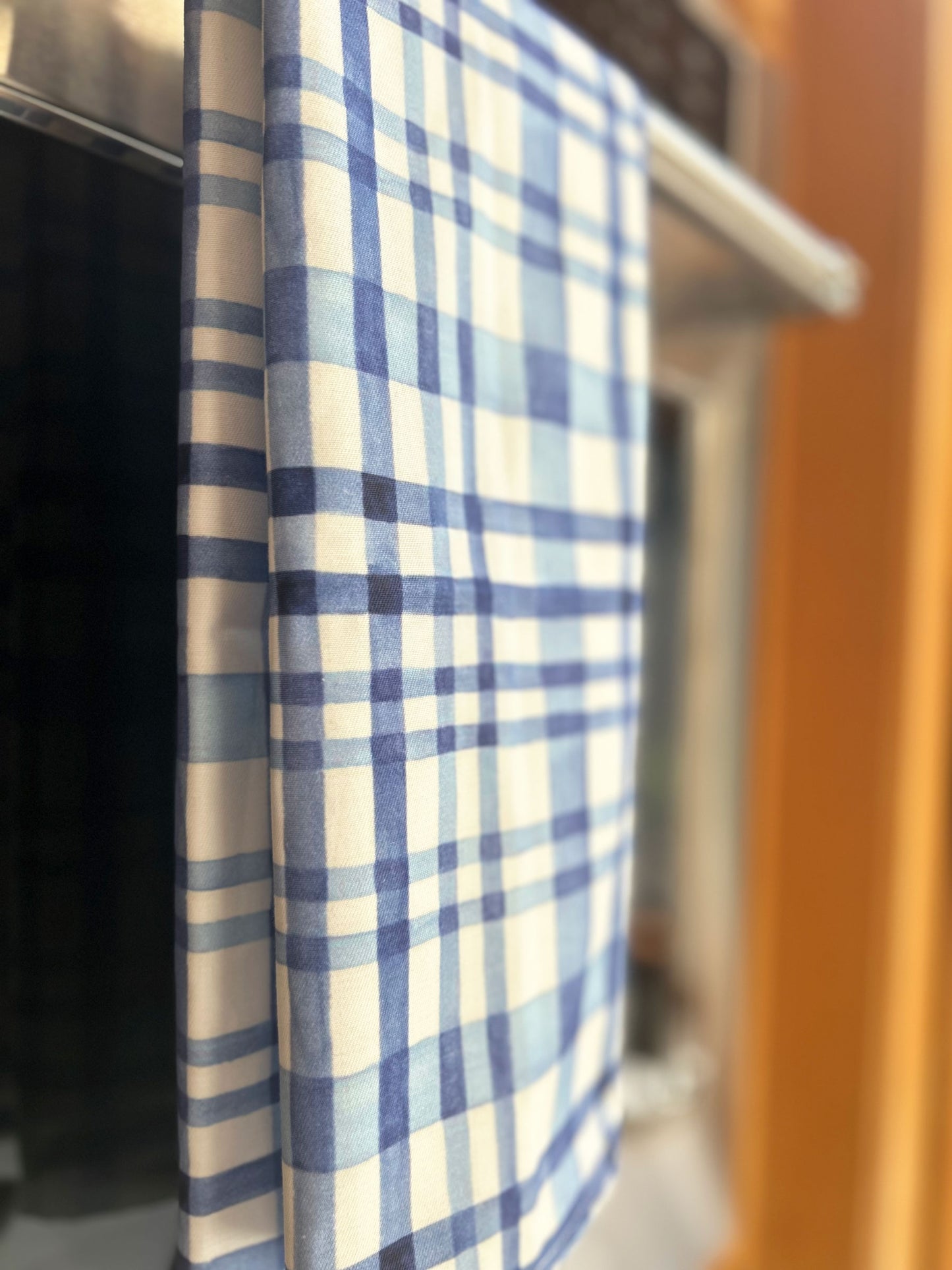 TWILL TEA TOWEL in Blue Watercolor Plaid
