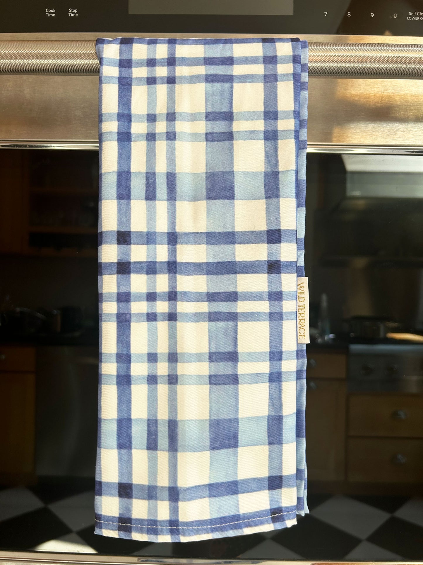 TWILL TEA TOWEL in Blue Watercolor Plaid