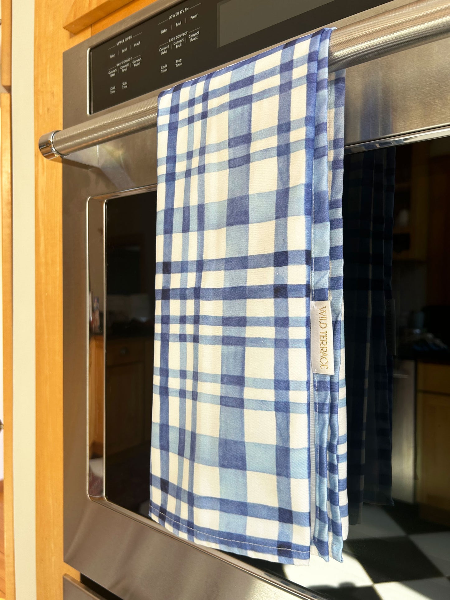 TWILL TEA TOWEL in Blue Watercolor Plaid