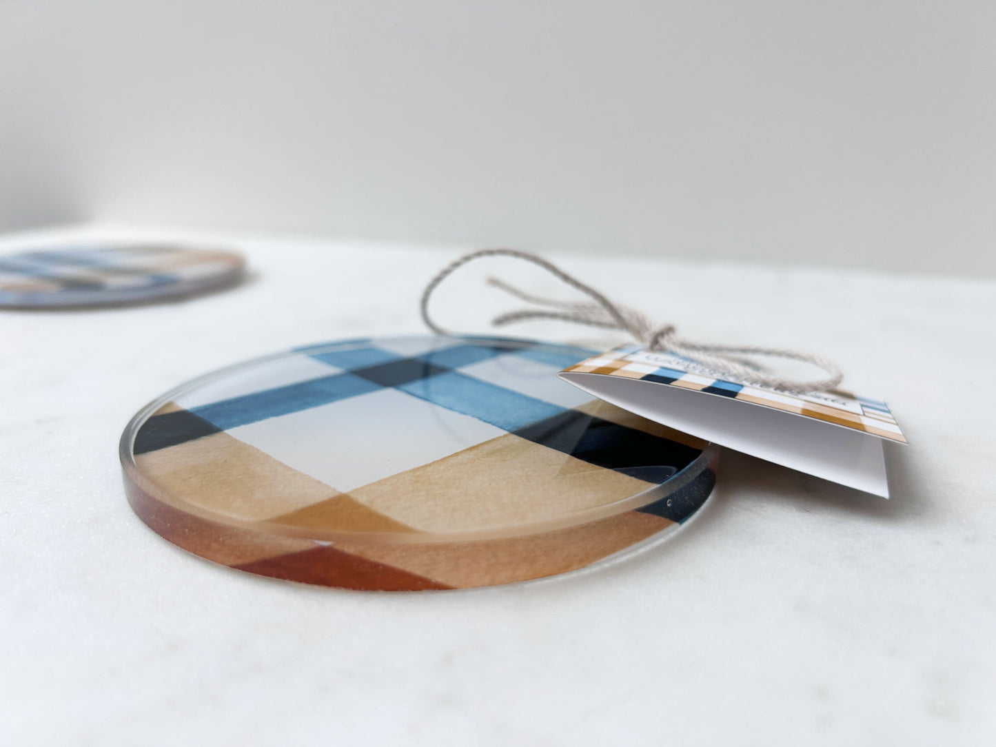 PAIR OF COASTERS in Coastal Wheat Plaid