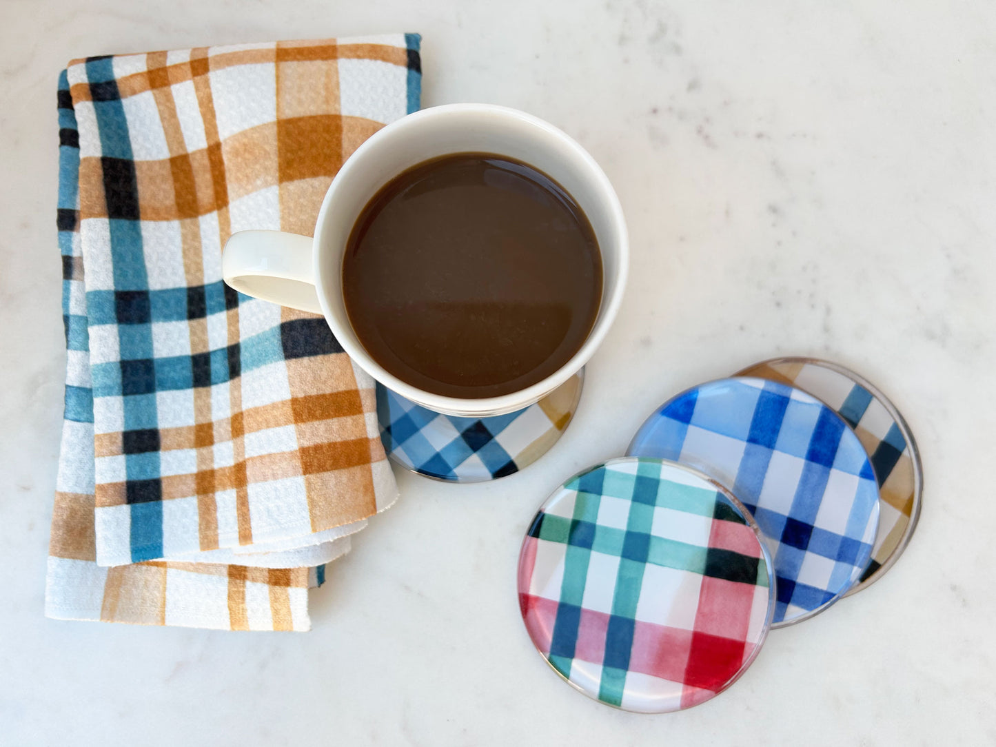 DISH TOWEL in Coastal Wheat Watercolor Plaid