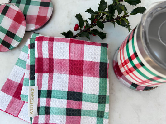 DISH TOWEL in Holiday Watercolor Plaid