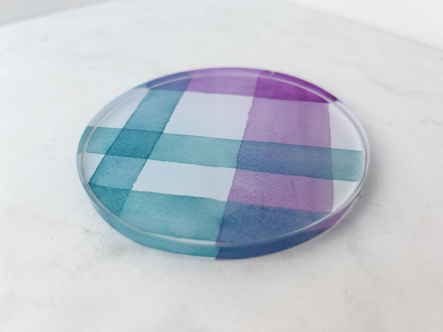 SOAP COASTER in Lilac + Jade Plaid