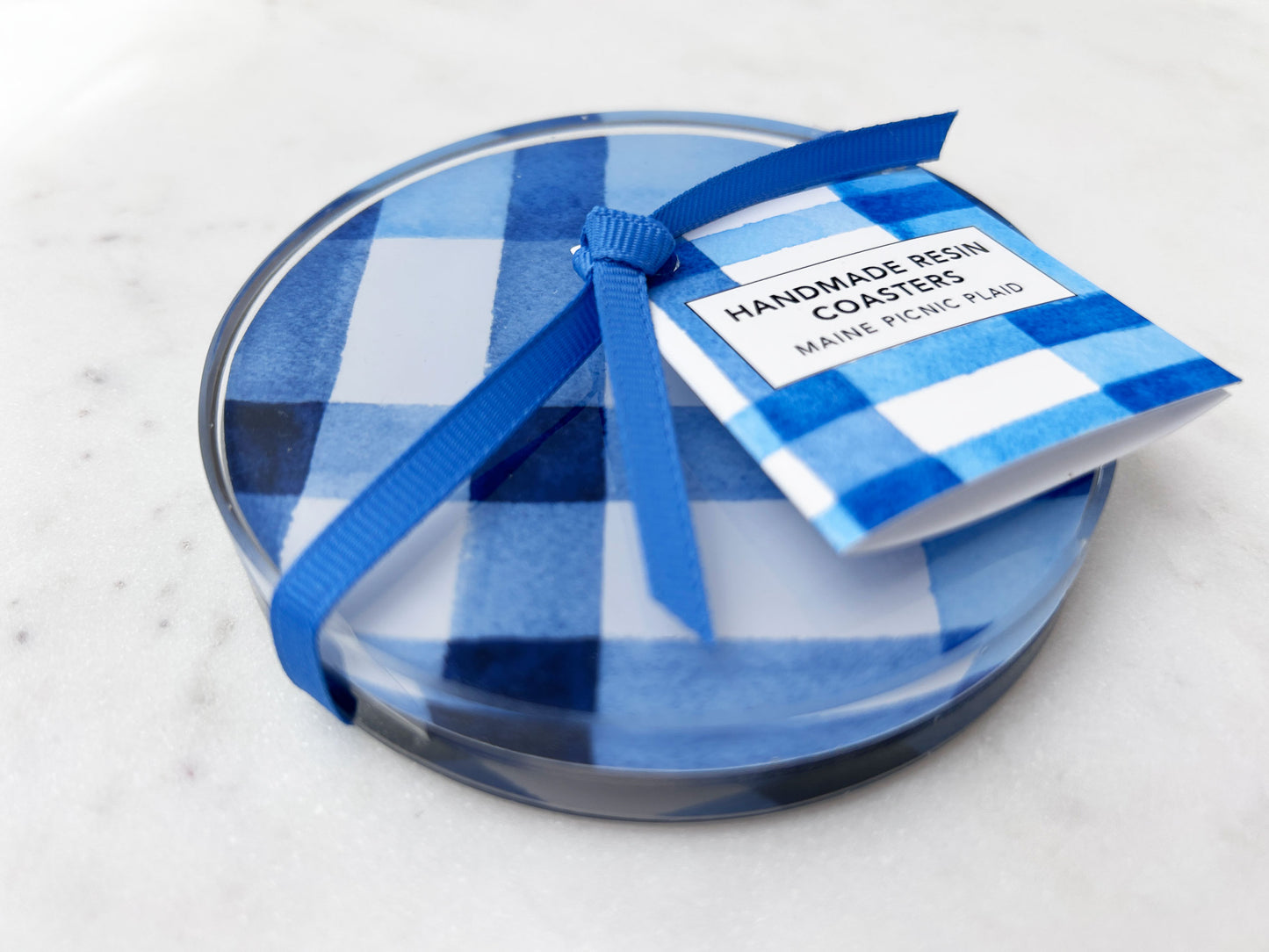 PAIR OF COASTERS in Maine Picnic Plaid