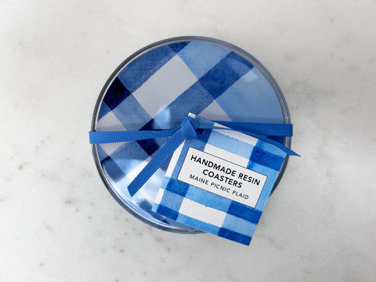 PAIR OF COASTERS in Maine Picnic Plaid