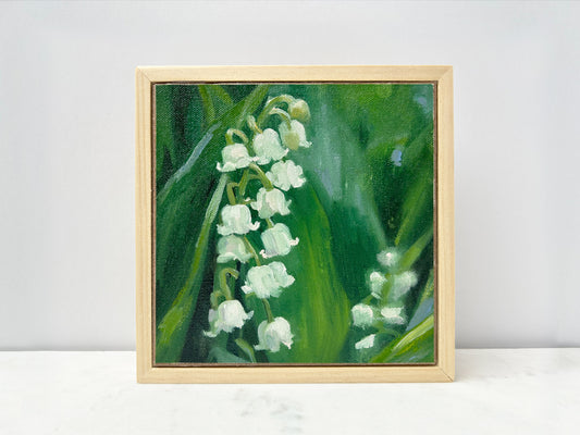 May Birth Flower: The Lily of the Valley | framed oil painting
