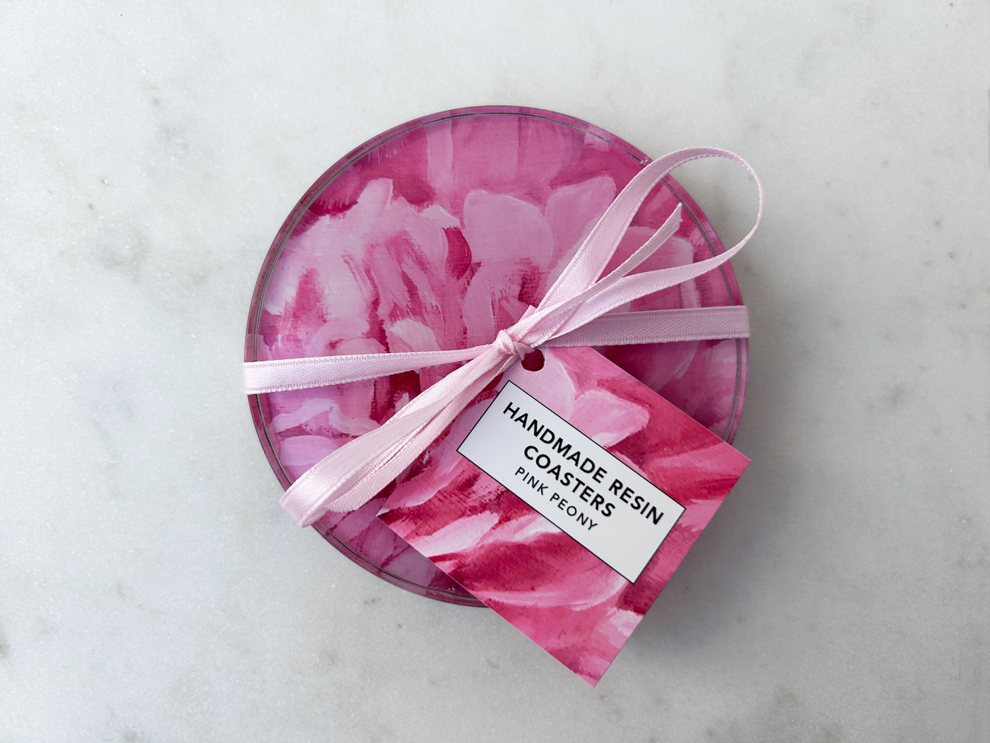 PAIR OF COASTERS in Pink Peony