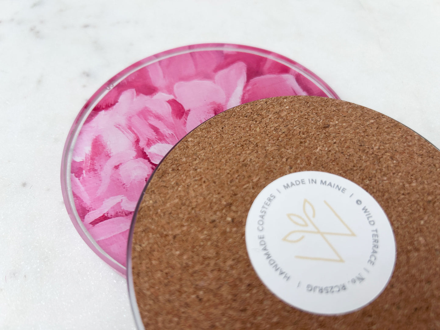PAIR OF COASTERS in Pink Peony