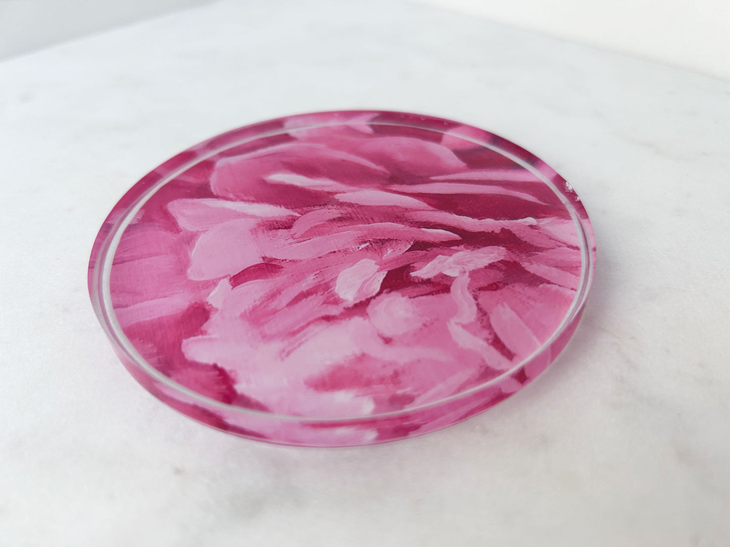 PAIR OF COASTERS in Pink Peony