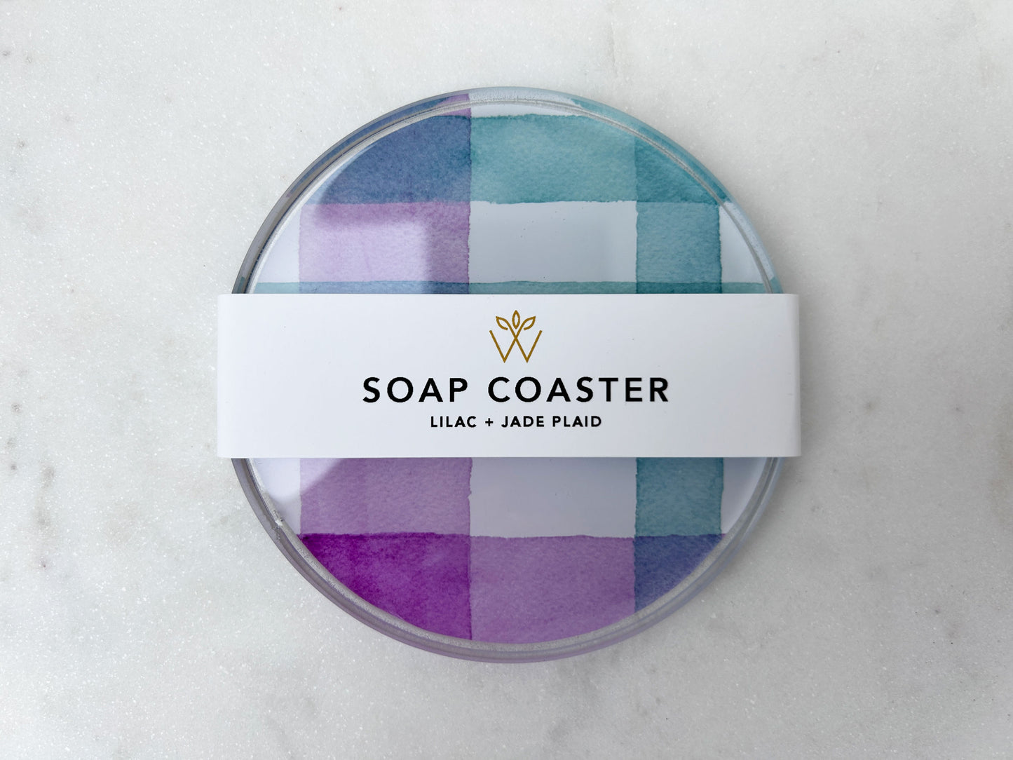 SOAP COASTER in Lilac + Jade Plaid