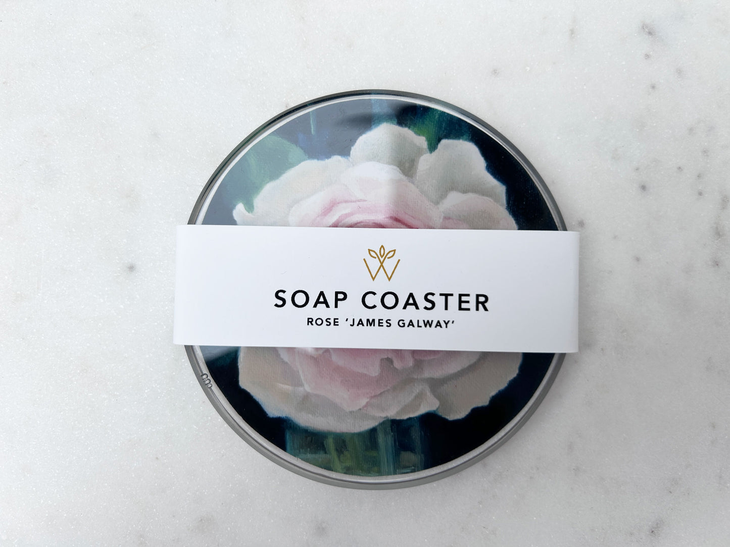 SOAP COASTER in Rose 'James Galway'
