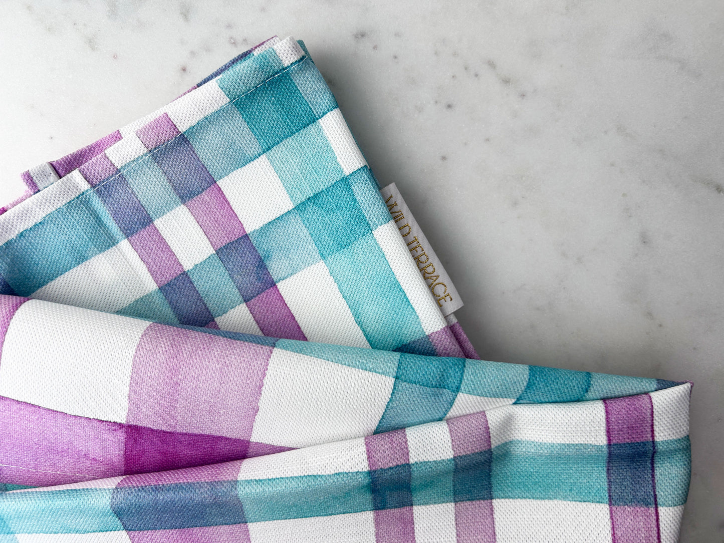 TEA TOWEL in Lilac + Jade Plaid