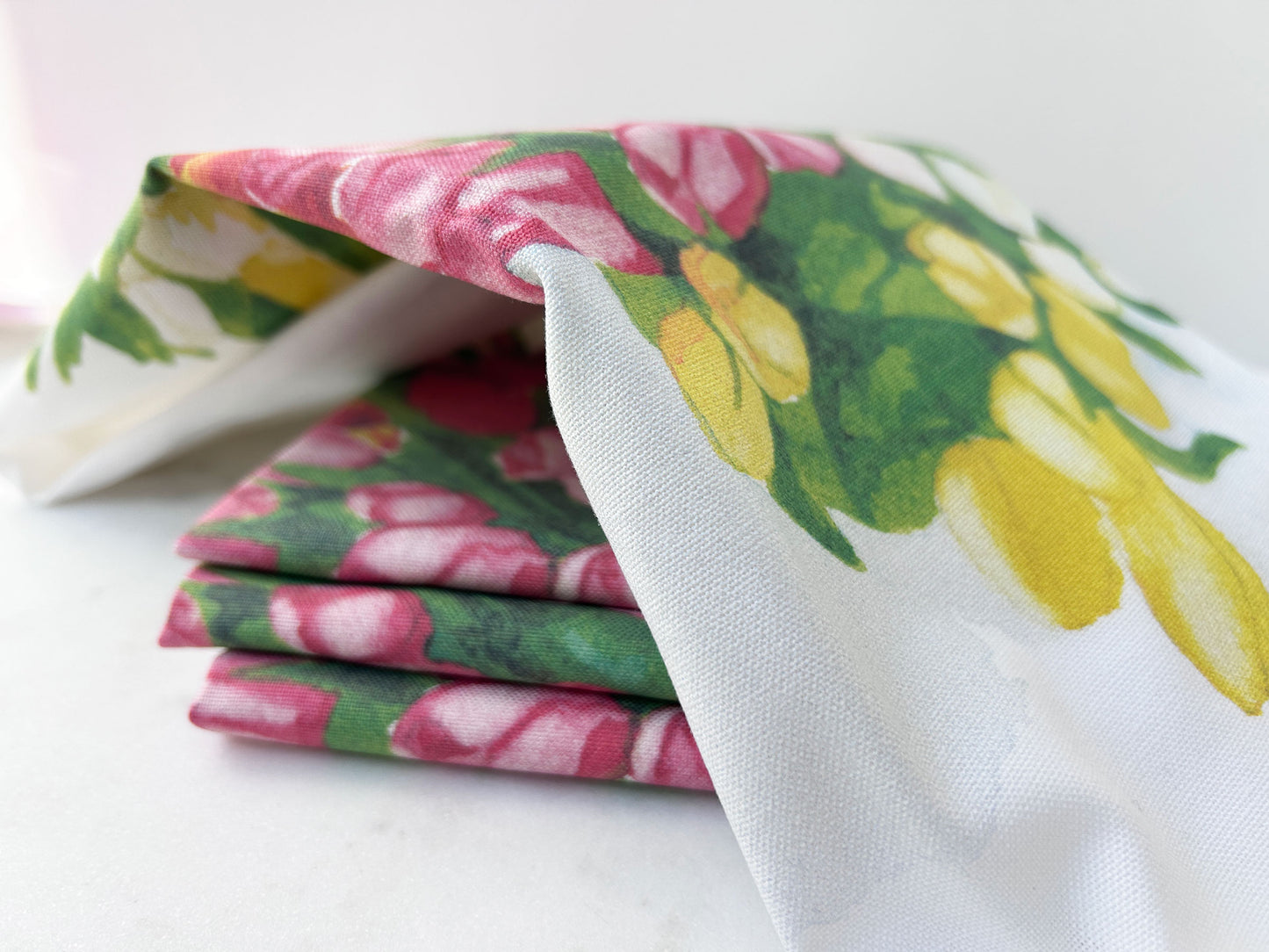 WHITE SPACE TEA TOWEL in Tulip Bouquet
