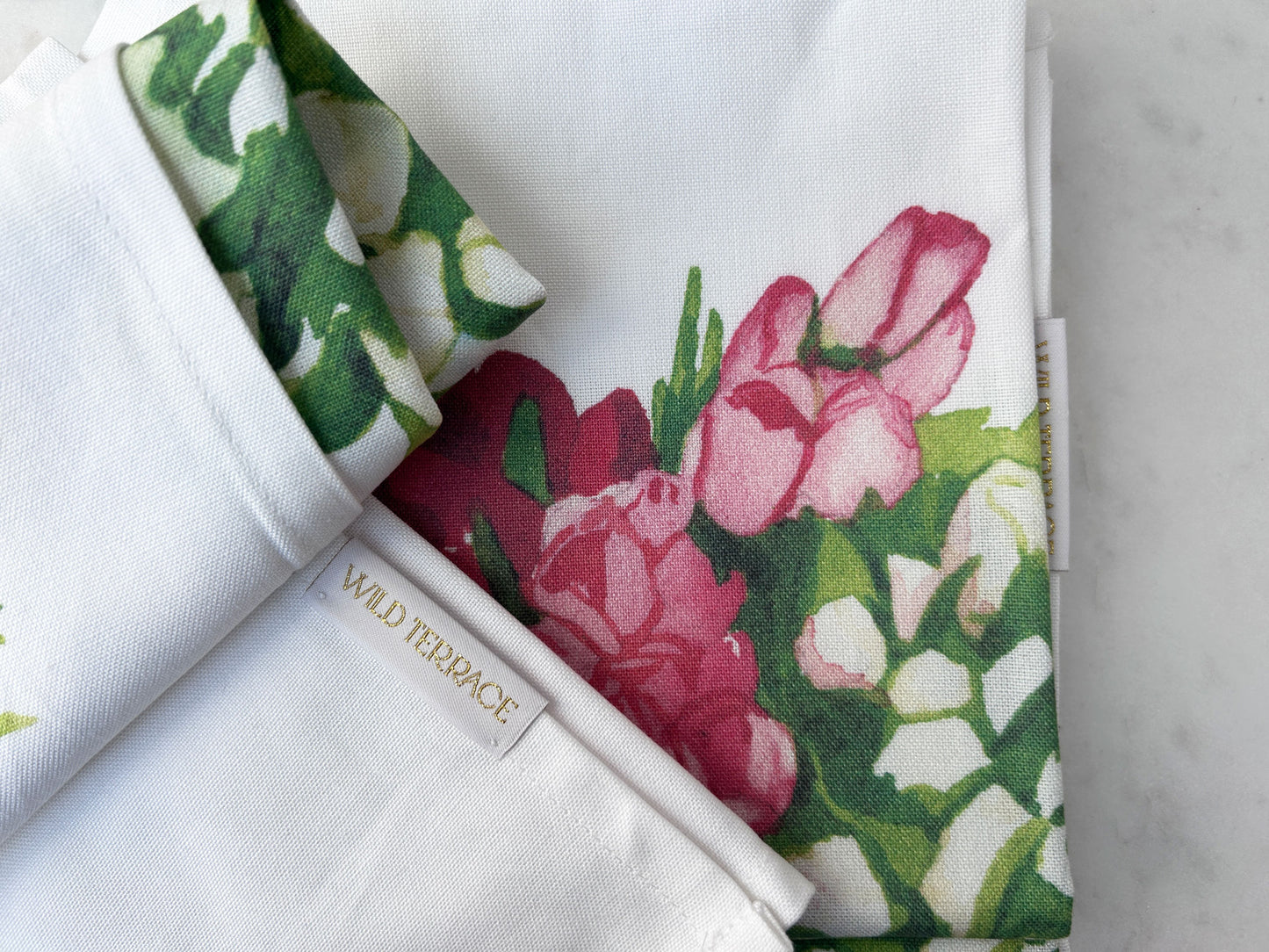 WHITE SPACE TEA TOWEL in Tulip Bouquet