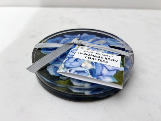 PAIR OF COASTERS in Blue Hydrangea