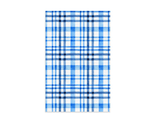 Blue Watercolor Plaid Dish Towel