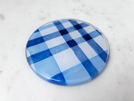 Blue Watercolor Plaid Coaster