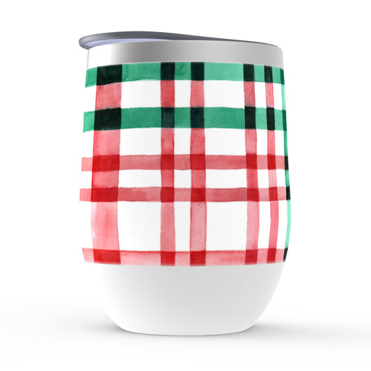 Holiday Watercolor Plaid Tumbler