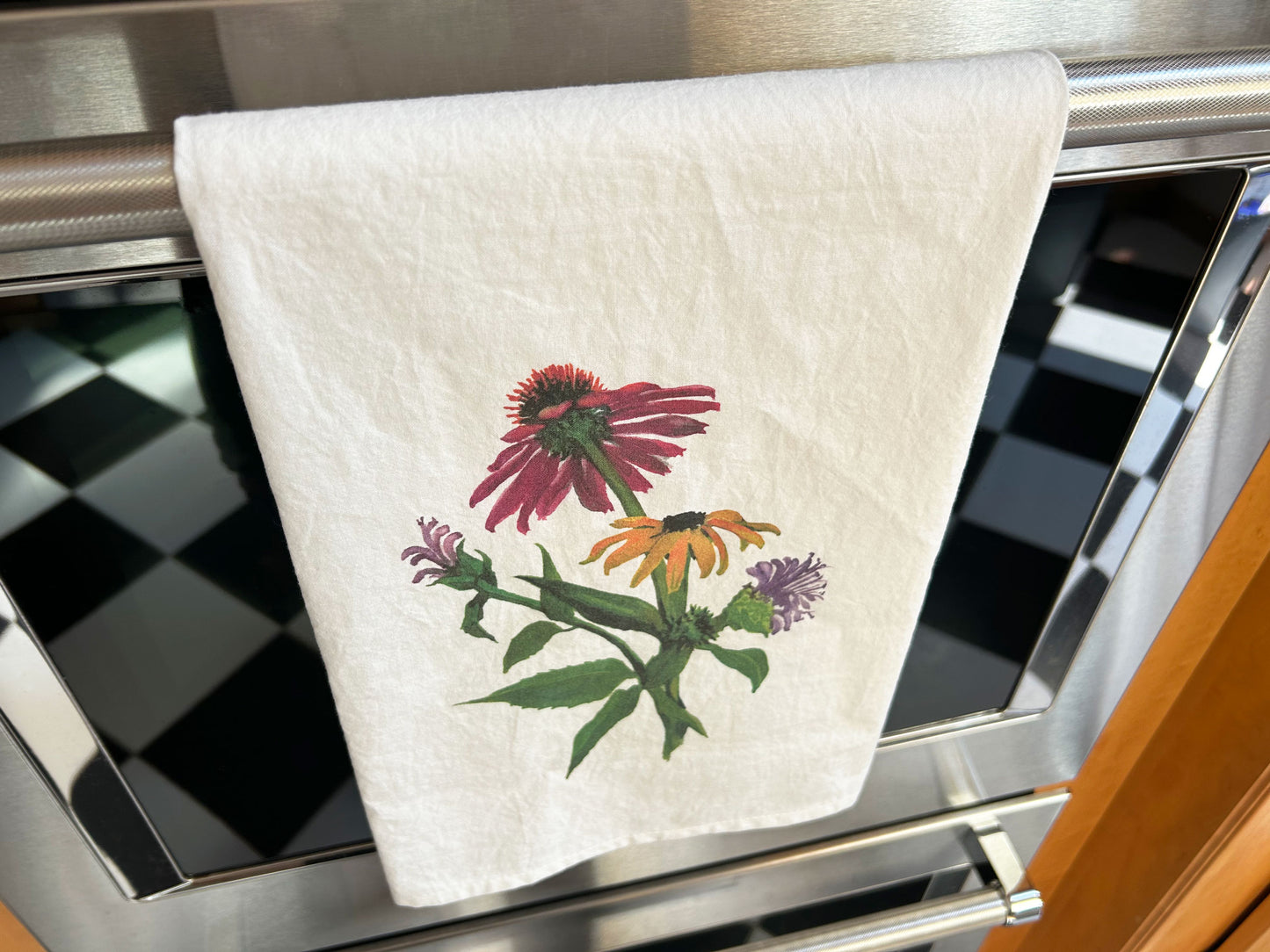 Coneflower, Rudbeckia, Bee Balm Flour Sack Tea Towel