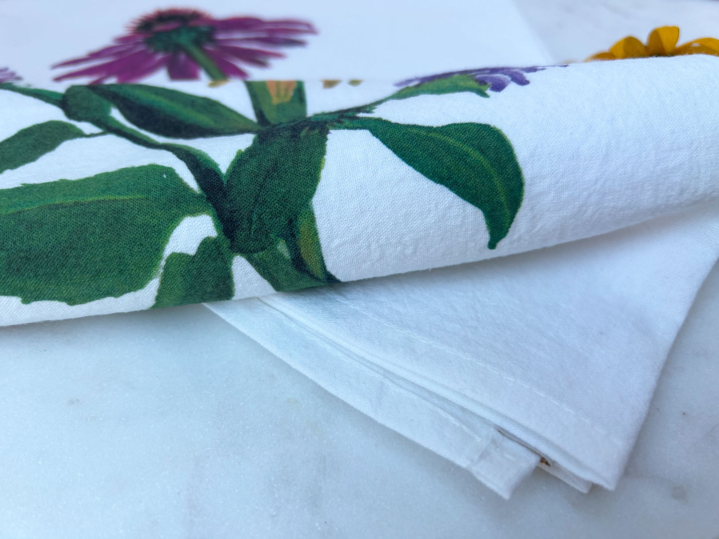 Coneflower, Rudbeckia, Bee Balm Flour Sack Tea Towel