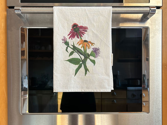 Coneflower, Rudbeckia, Bee Balm Flour Sack Tea Towel