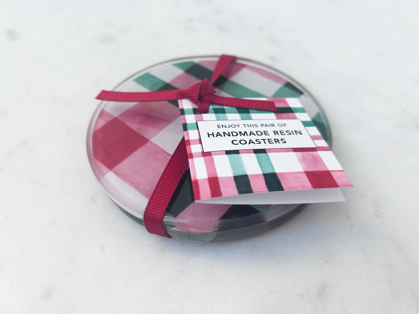 Holiday Watercolor Plaid Coaster