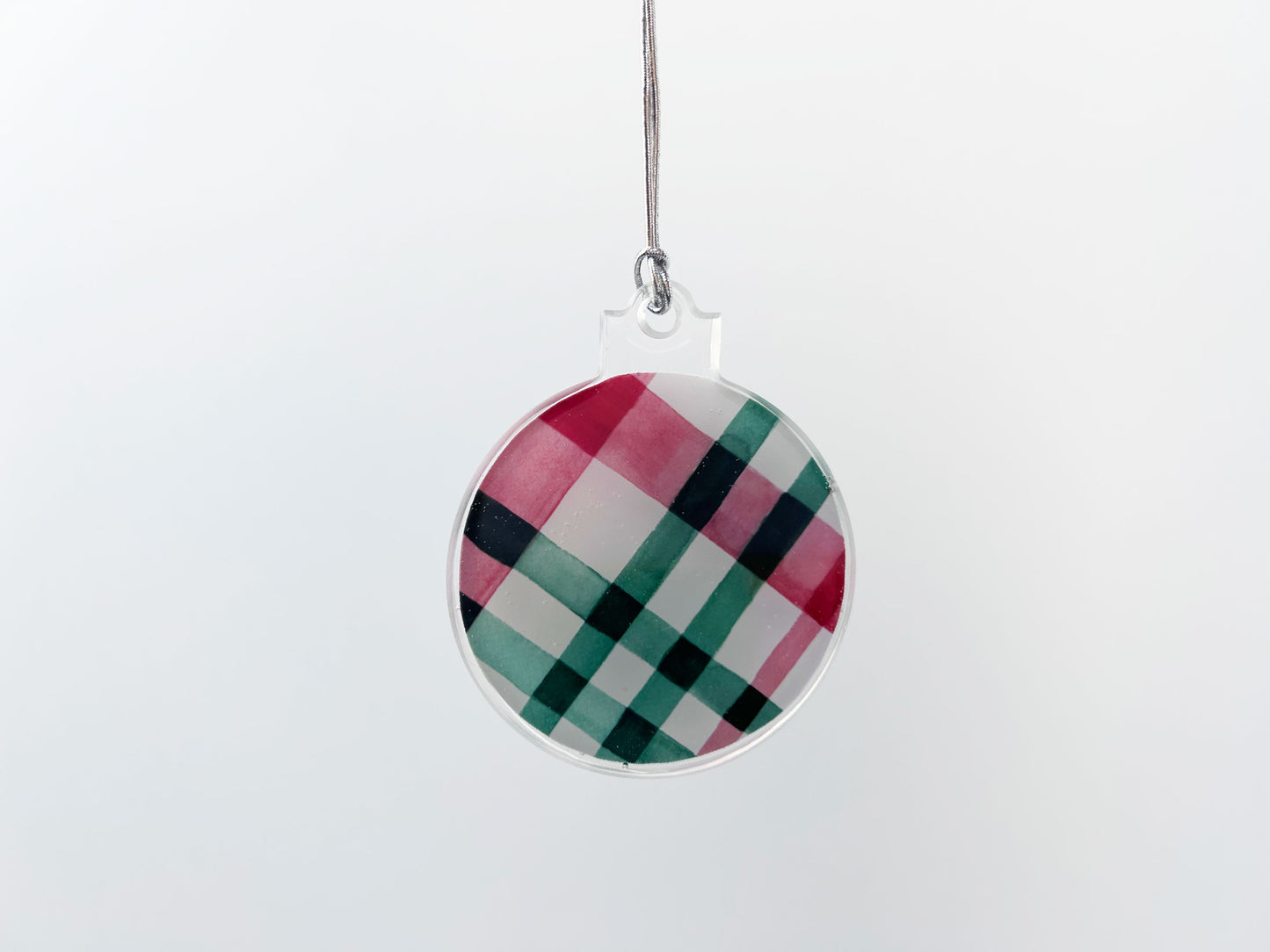 Holiday Watercolor Plaid Ornament