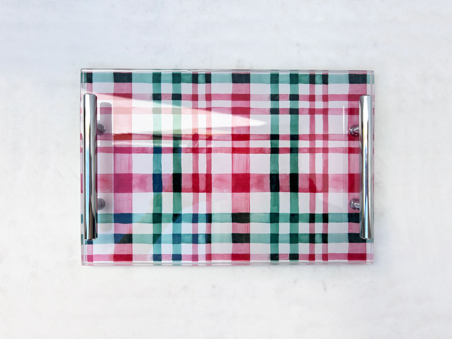 Holiday Watercolor Plaid Tray