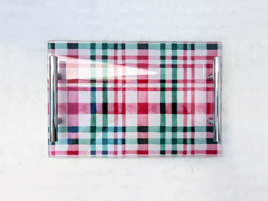 Holiday Watercolor Plaid Tray