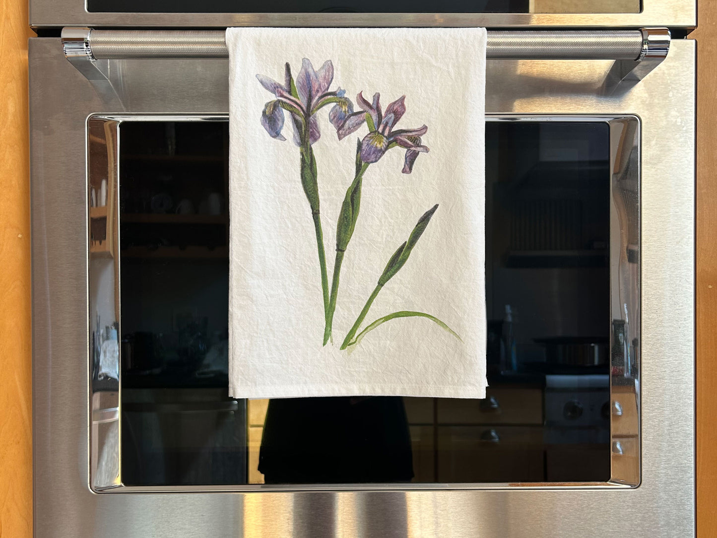 Native Blue Flag Irises Flour Sack Tea Towel