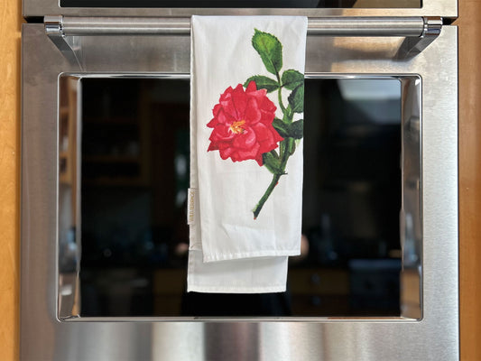 Pink Knockout Rose Luxe Twill Tea Towel