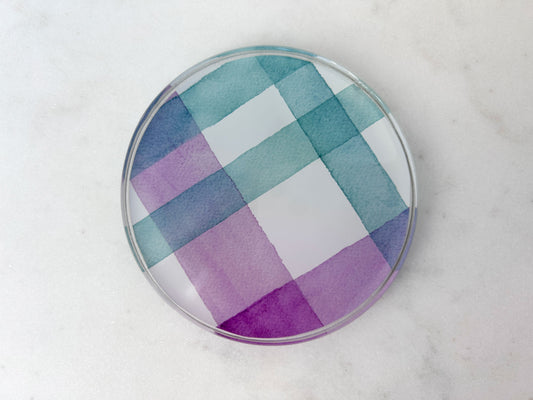 SOAP DISH in Lilac + Jade Plaid