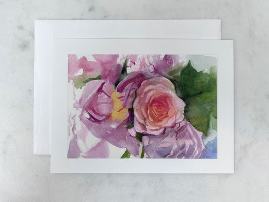 June Garden: Roses & Peonies Floral Notecard