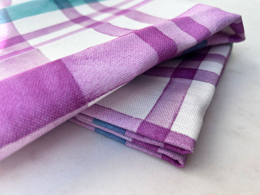 TEA TOWEL in Lilac + Jade Plaid