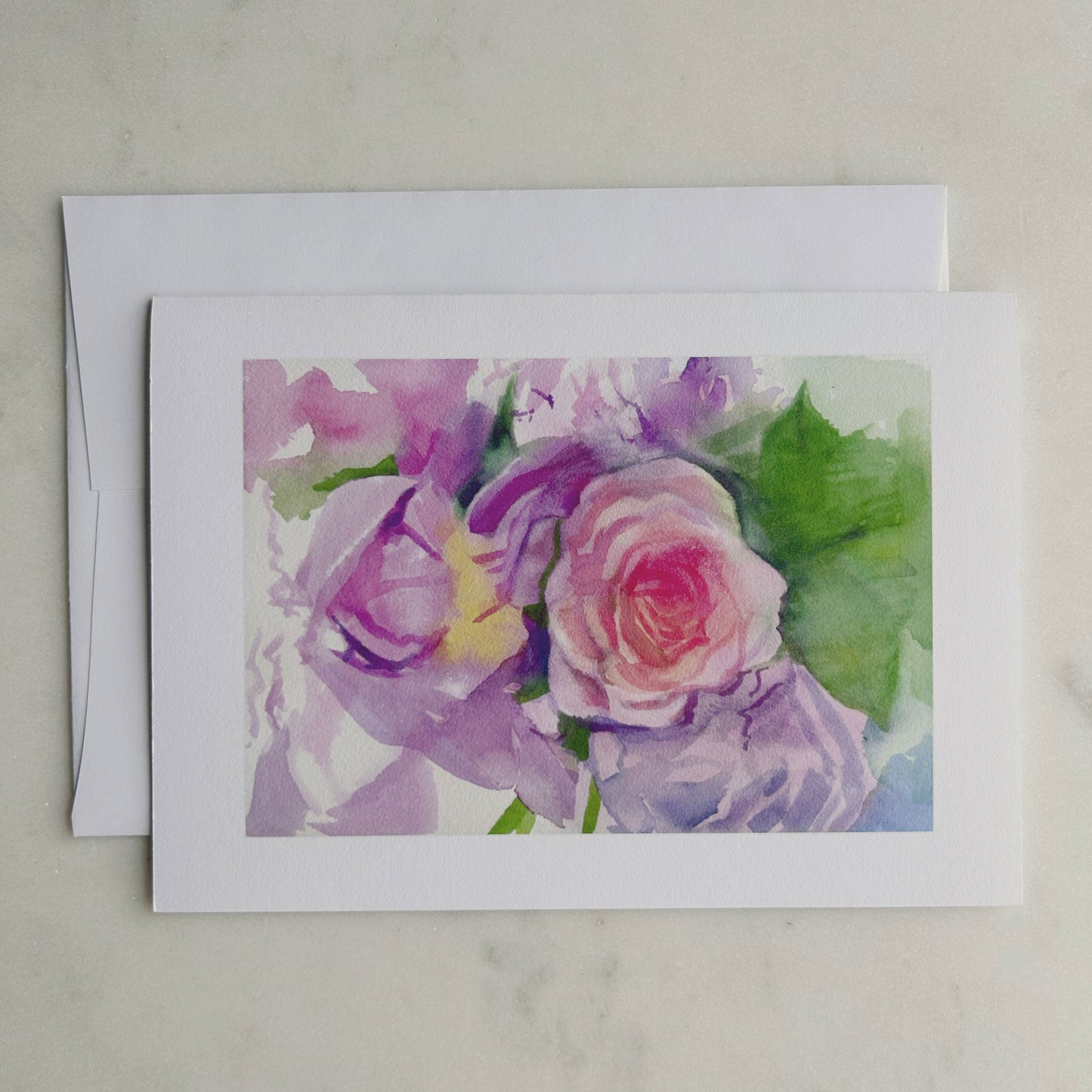 June Garden: Roses & Peonies Floral Notecard