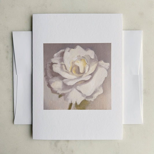 White Rose Floral Notecard
